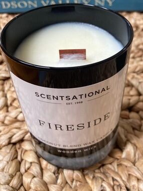 New Scentsational Fireside Candle, Coconut Wax Blend, Wood Wick 11oz